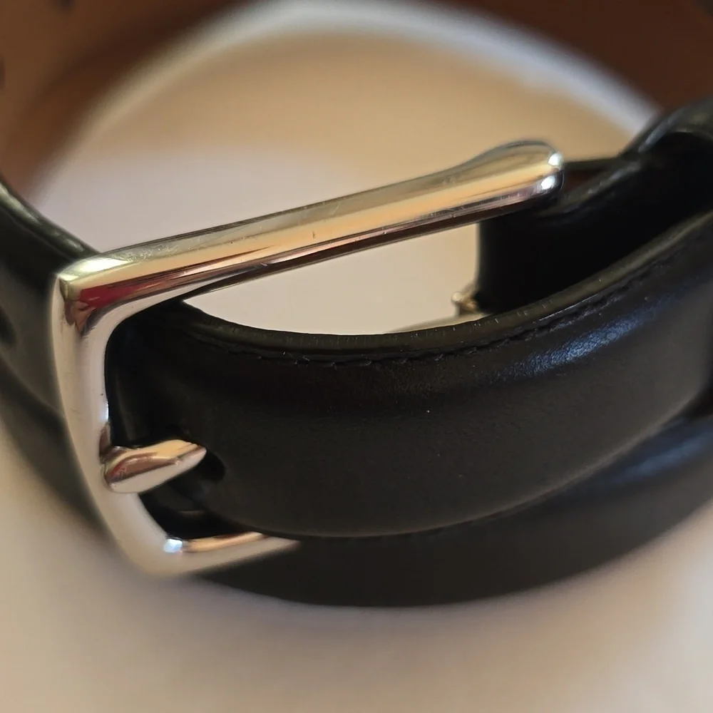 Polo Ralph Lauren Kids Black leather Belt Silver Buckle New! Sz.Youth